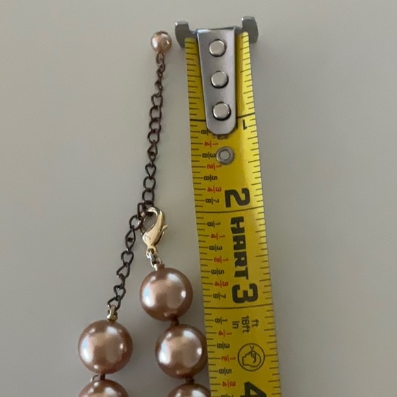 Unsigned Dark Champagne Gold Tone Knotted Faux Pearl Necklace Classic - Picture 11 of 16